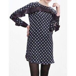 Banana Republic 100% Silk Foulard Ruffle Dress 0- Romantic Mandala $178 Flawless